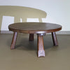 Brutalist solid oak round coffee table 60's