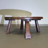 Brutalist solid oak round coffee table 60's