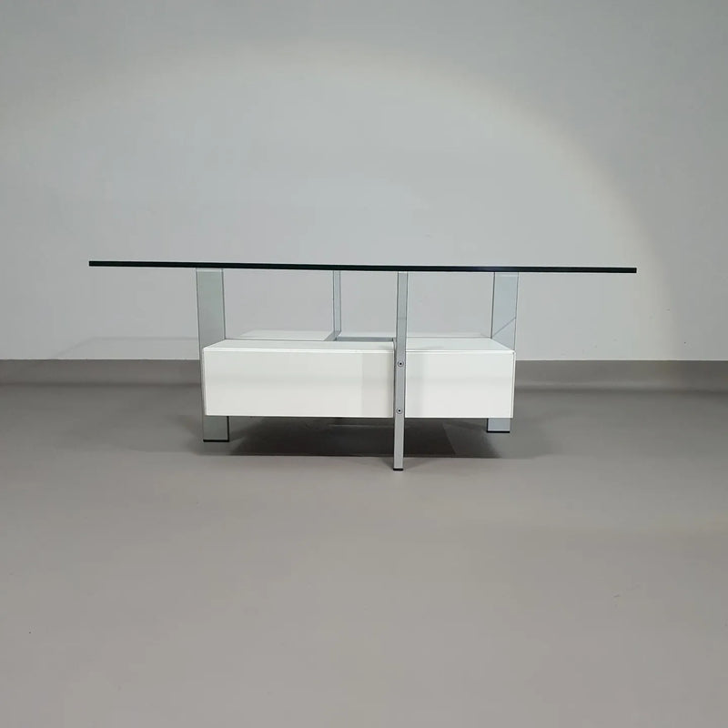 Minimalistic coffee table with drawers 80's