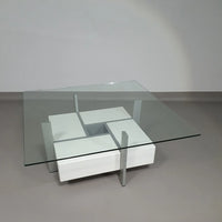 Minimalistic coffee table with drawers 80's