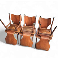 Set of 6 vintage wooden chairs, 1960s