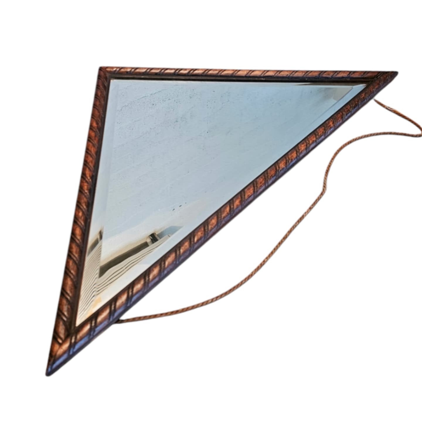 Oak wood triangle Mirror / facet cut edges