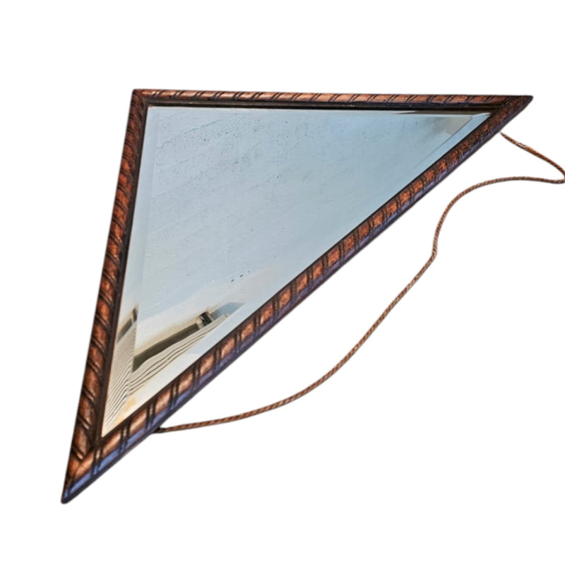 Oak wood triangle Mirror / facet cut edges