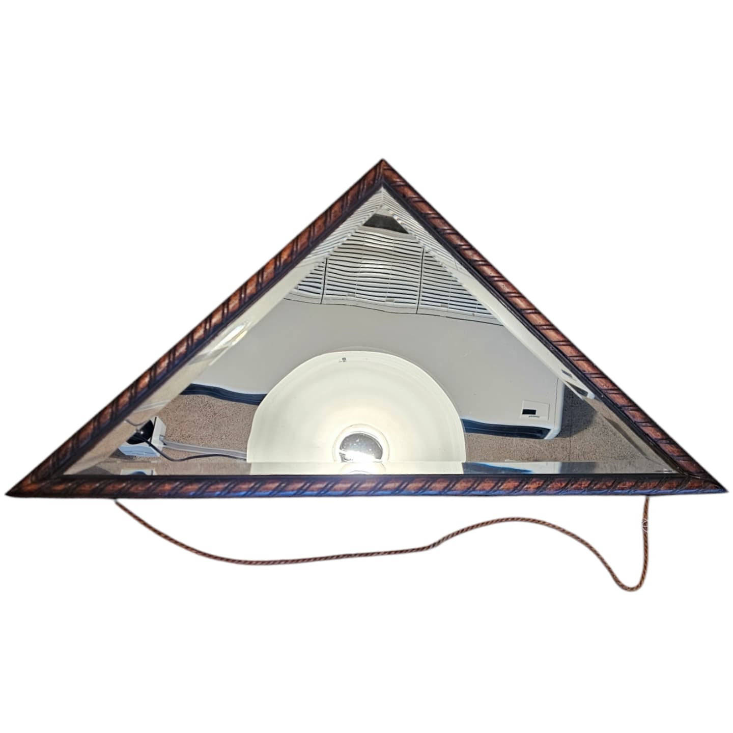 Oak wood triangle Mirror / facet cut edges