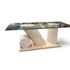 1980s Neo Classic Natural Mactan Stone Dining Table with Glass Top