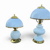 2 x classic white opaline glass table lamps 1970s