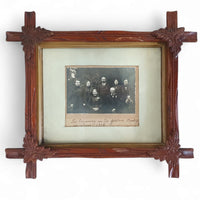 ANTIQUE OAK LEAF CARVED WOODEN ACORN PHOTO FRAME / FAMILY PICTURE 1916