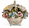 Bassano ceramics Basket with flowers, Italy 1950s