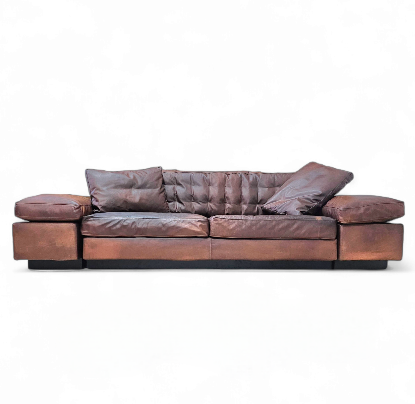 Antonello Mosca giorgetti sofa royal 1970's cognac leather / patina