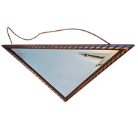 Oak wood triangle Mirror / facet cut edges