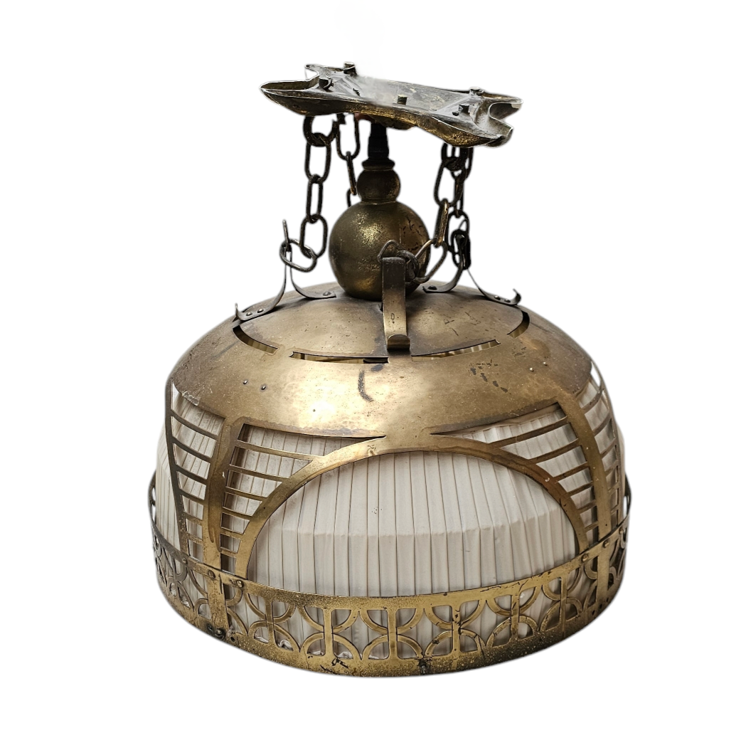 Amsterdamse School / hanging lamp / copper / linen / 1920s by johanna van eijbergen