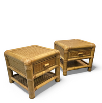 2 x Bamboo night stands / side tables / 1980s