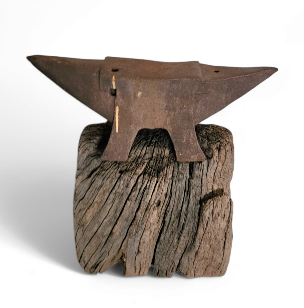 19th Century Blacksmith's Anvil on the original Tree Stump Pedestal