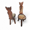 Brutalist cow hide cat tripod chairs / labeled made in Spain foldable backrest 1960s