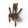 Brutalist cow hide cat tripod chairs / labeled made in Spain foldable backrest 1960s