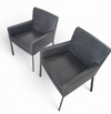 2 x Manet Minotti fauteuils jaren 90 / donkerbruin leer / chroom

 Hoogte 83