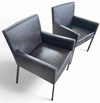 2 x Manet Minotti fauteuils jaren 90 / donkerbruin leer / chroom

 Hoogte 83