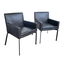 2 x Manet Minotti fauteuils jaren 90 / donkerbruin leer / chroom

 Hoogte 83