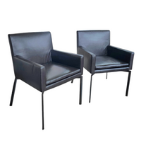 2 x Manet Minotti fauteuils jaren 90 / donkerbruin leer / chroom

 Hoogte 83