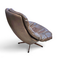 Deense leren draaibare loungestoelen van HW Klein voor Bramin, jaren 60