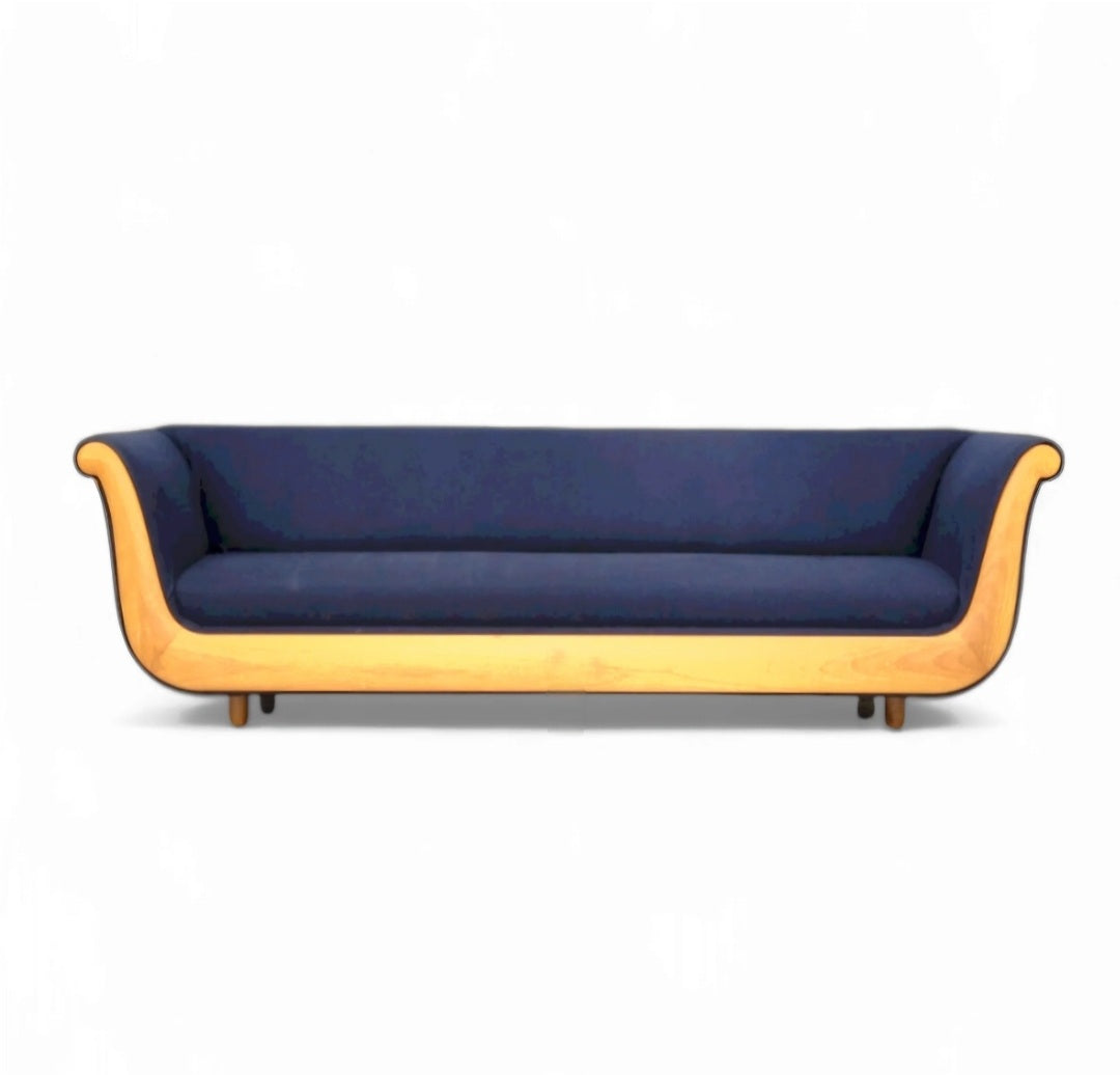 Primafila sofa  by Luca Meda in blue velvet for Molteni & Co / 1991