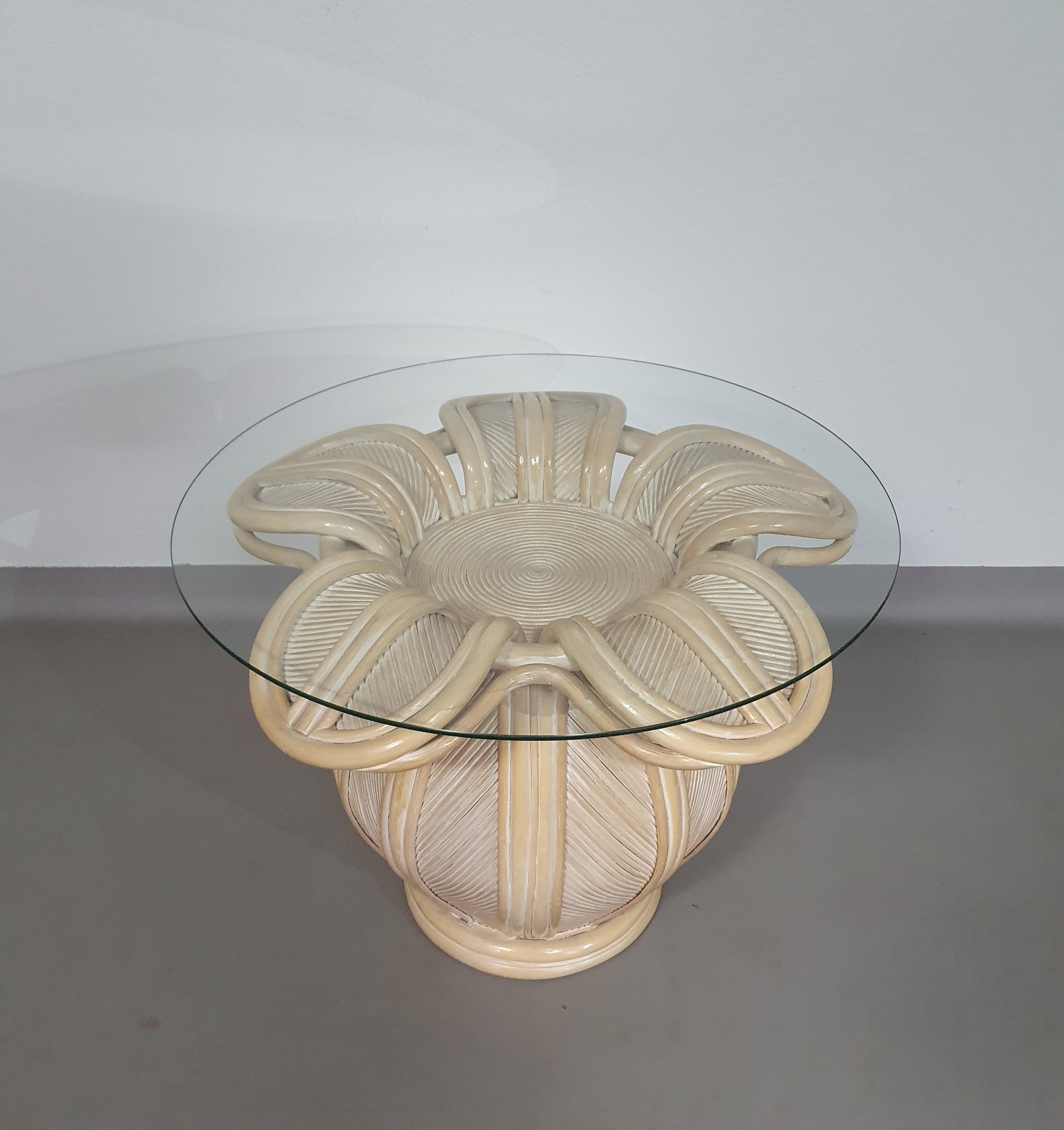 Split reed / pencil reed / rattan / bamboo bell flower side table.