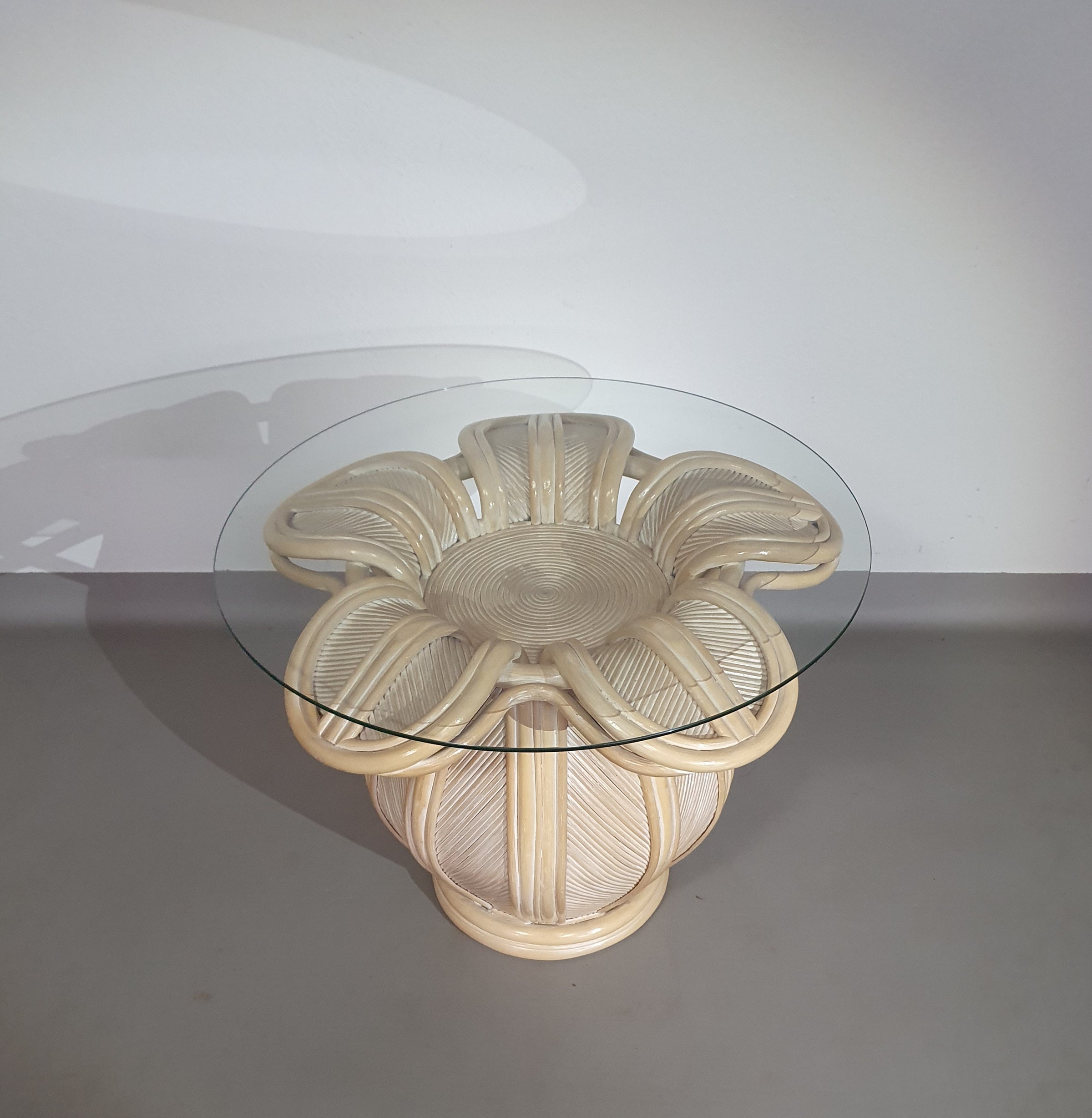 Split reed / pencil reed / rattan / bamboo bell flower side table.