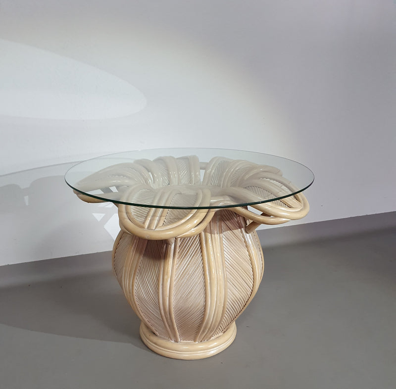 Split reed / pencil reed / rattan / bamboo bell flower side table.