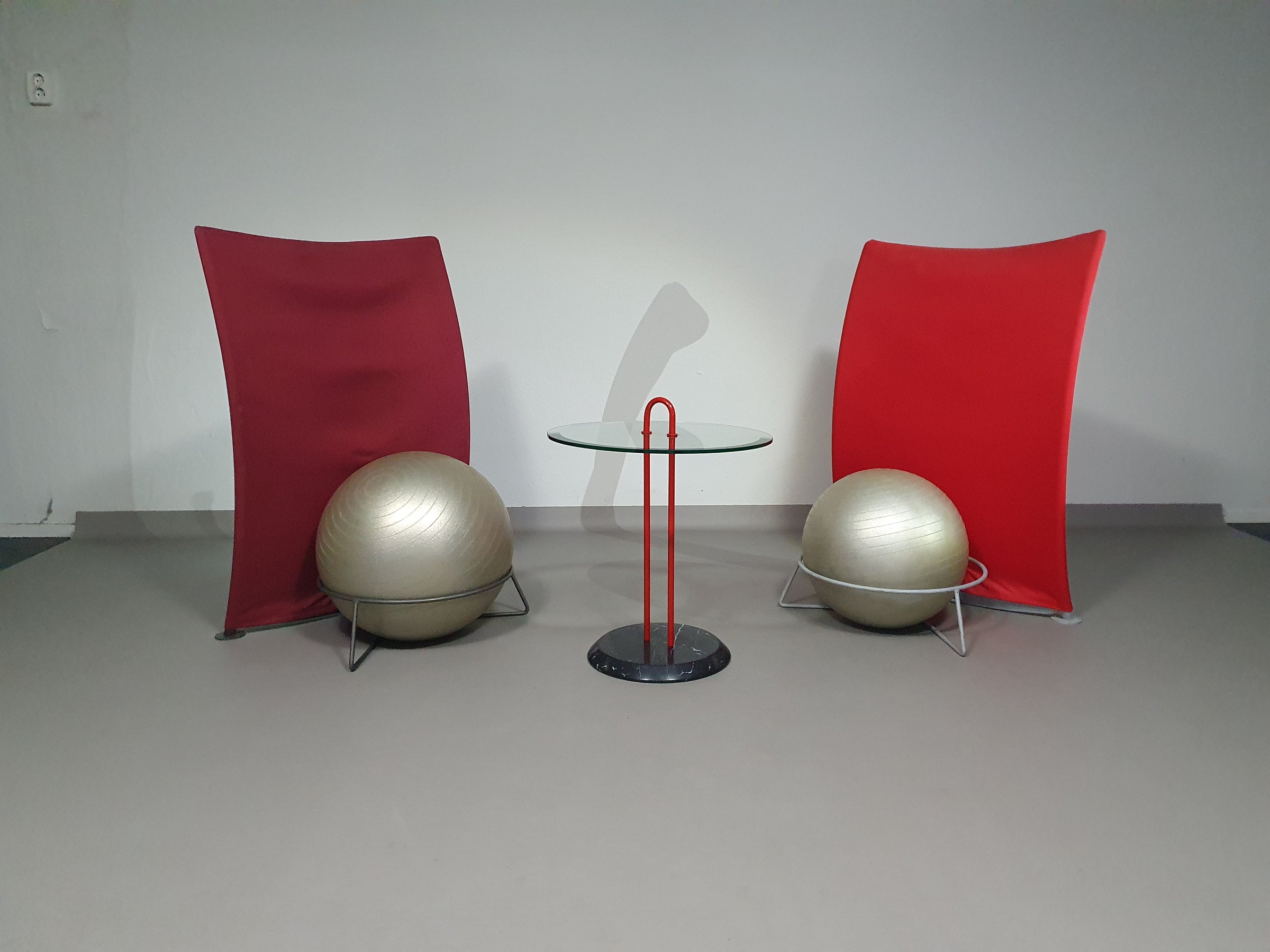 Italian modern red ball armchair San Siro designed by Fabrizio Ballardini, 1995