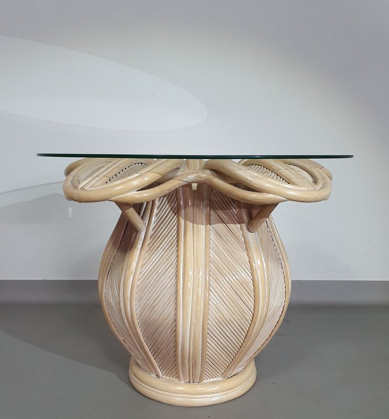 Split reed / pencil reed / rattan / bamboo bell flower side table.