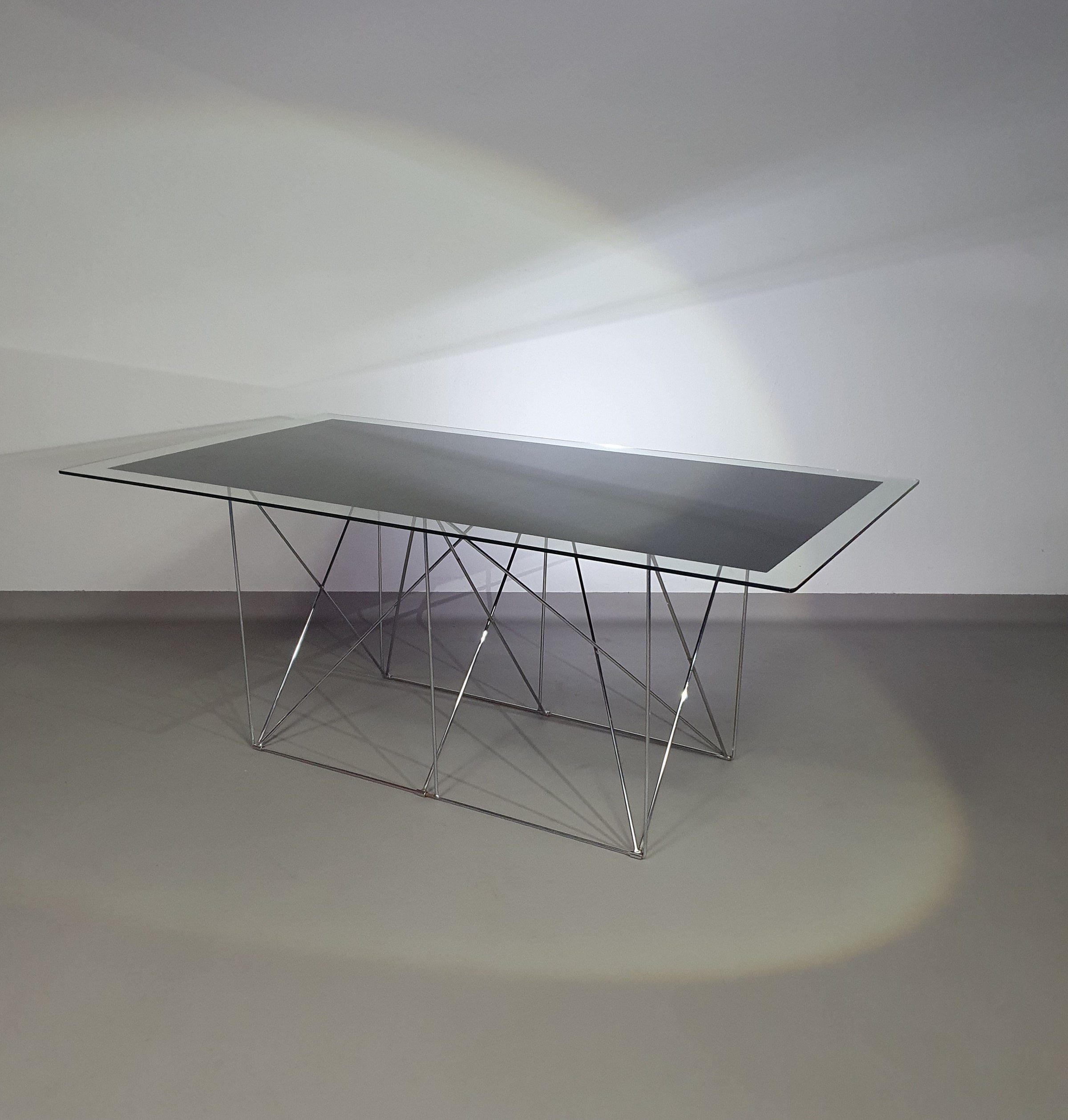 Steel and Glass Dining Table by Max Sauze for Max Sauze Studio, 1970s