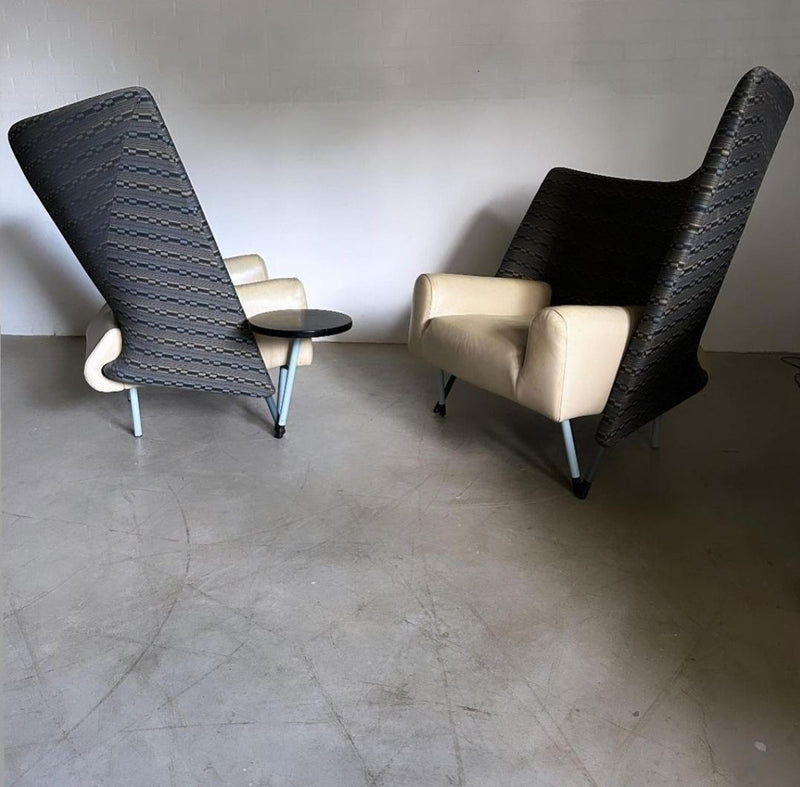 TORSO 654 matching CHAIRS left / right (2), by Paolo Deganello, for Cassina Spa
One with rare table.