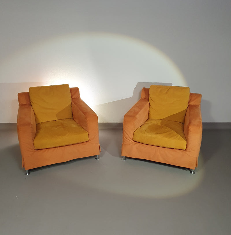 B&B / B en B / Italia lounge chairs model HARRY. With rare loose cover by Antonio Citterio.