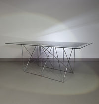 Steel and Glass Dining Table by Max Sauze for Max Sauze Studio, 1970s