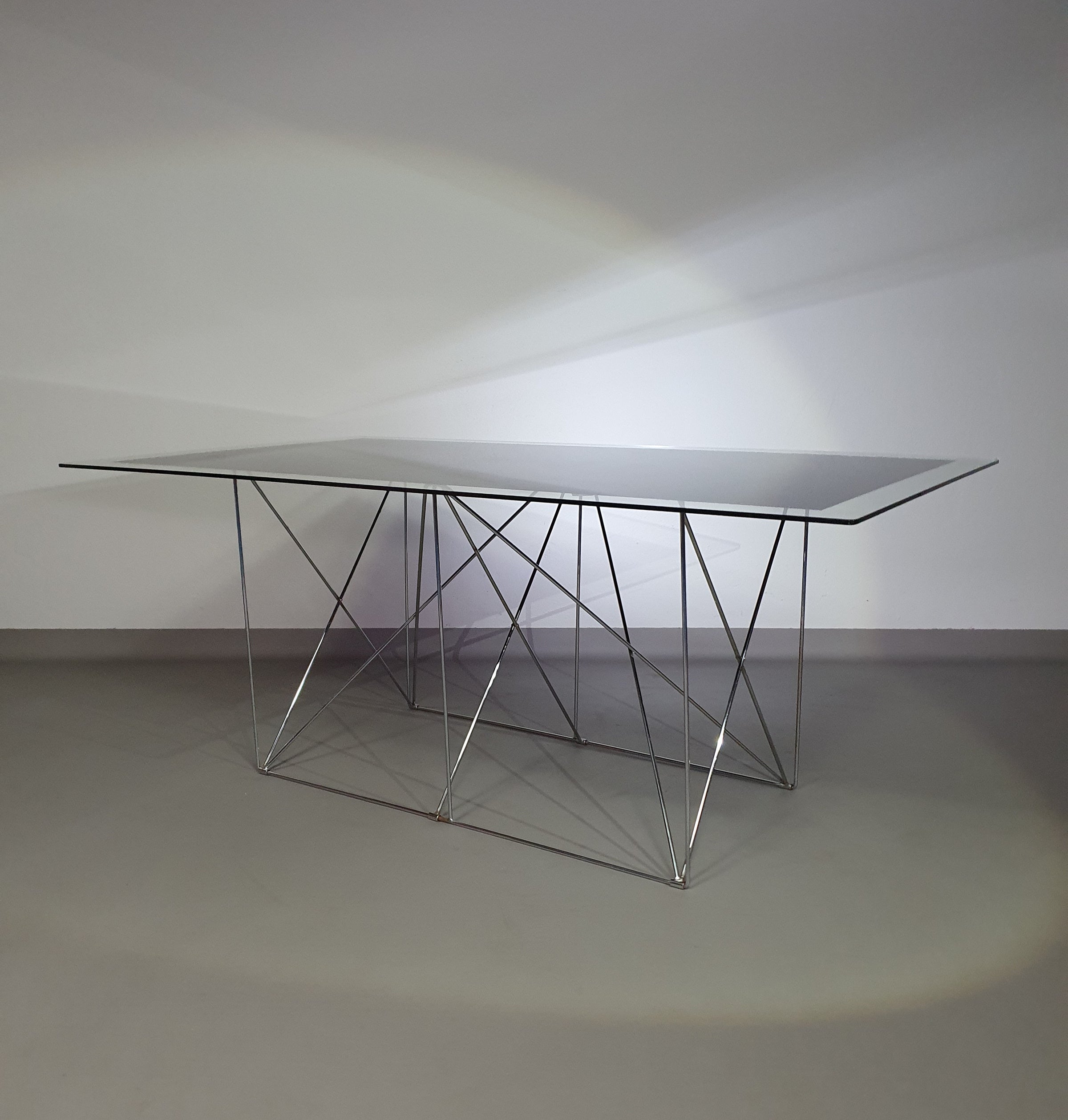 Steel and Glass Dining Table by Max Sauze for Max Sauze Studio, 1970s