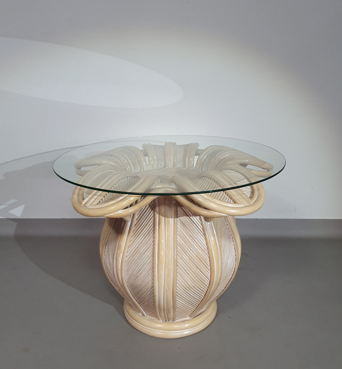 Split reed / pencil reed / rattan / bamboo bell flower side table.