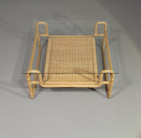 Mid Century coffee table. Iron frame / pencil reed / split reed / rattan
75 x 75 x 40 cm