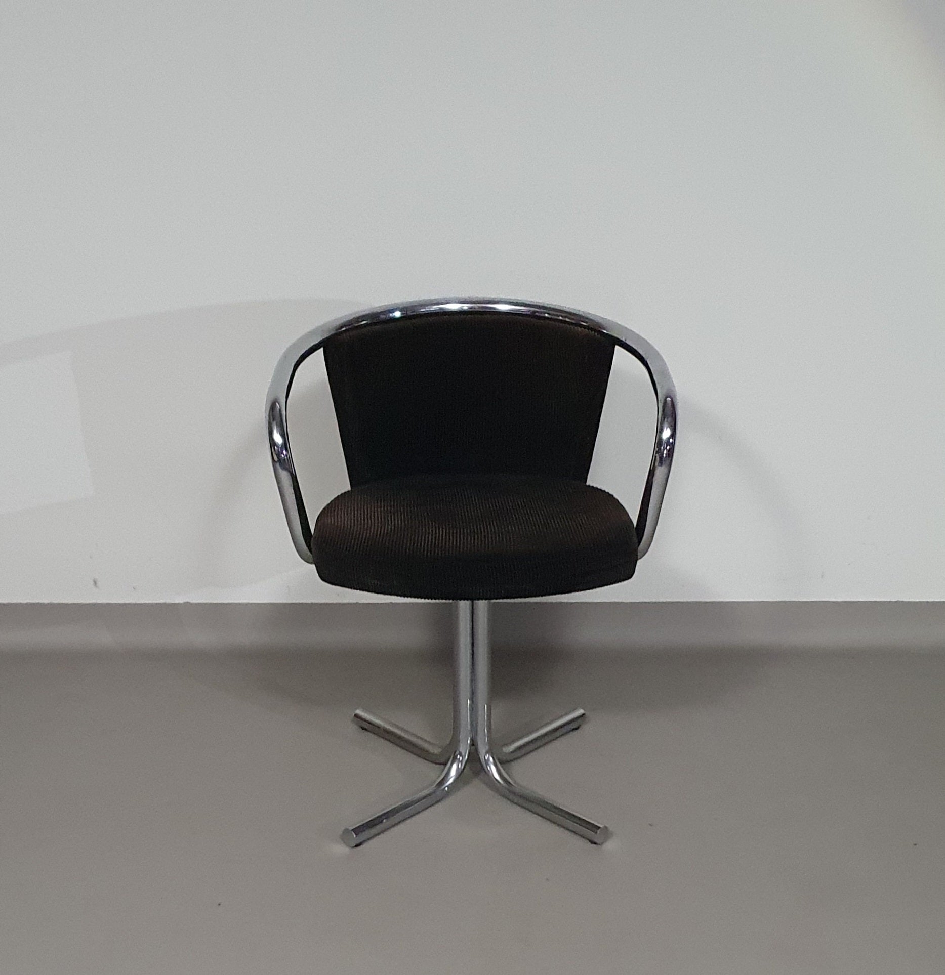 3 x mid century tube frame chairs ( turnable ) Corduroy upholstery.