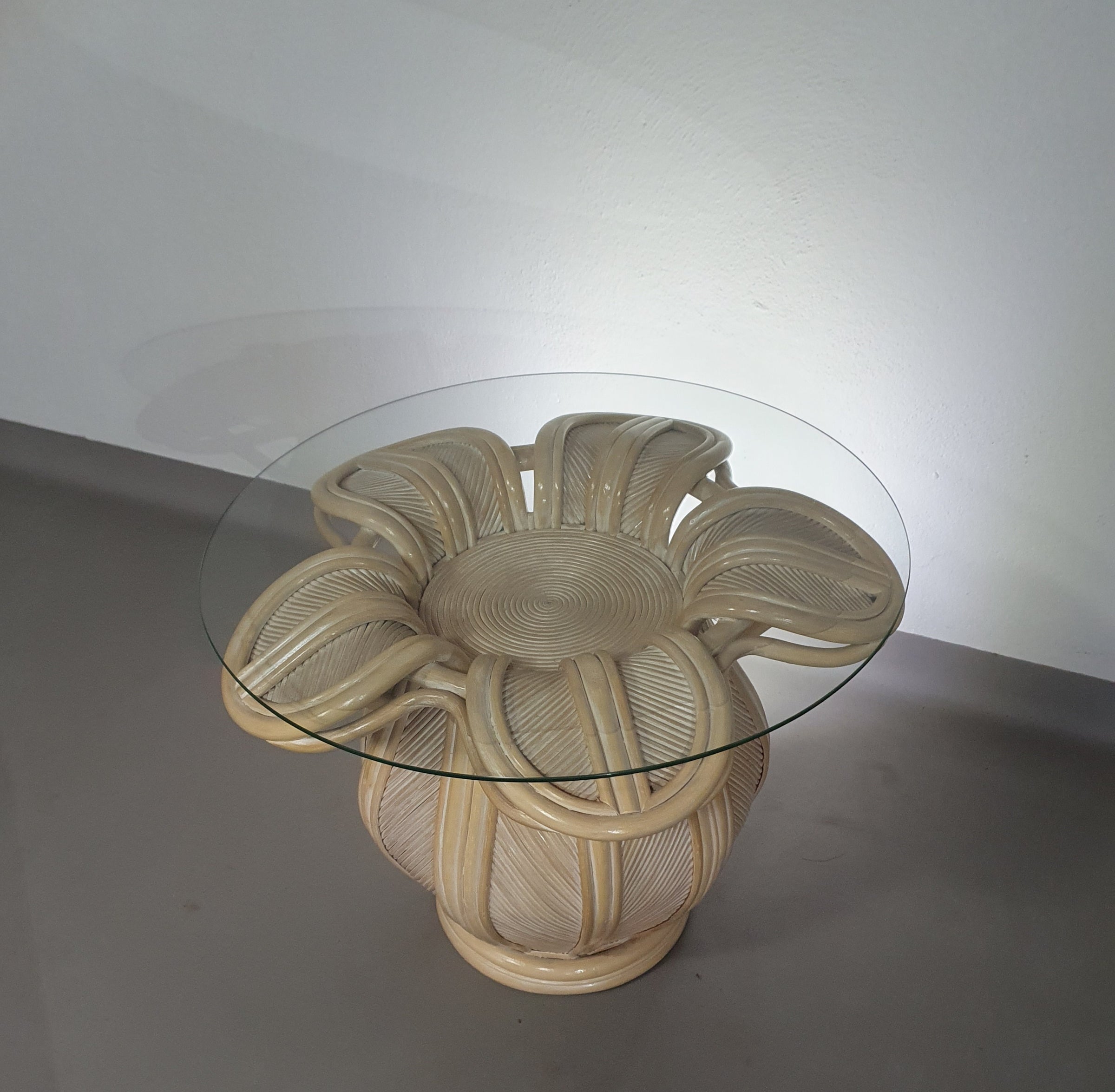 Split reed / pencil reed / rattan / bamboo bell flower side table.