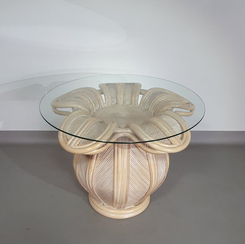 Split reed / pencil reed / rattan / bamboo bell flower side table.