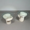 Vintage Mactan stone side tables with the original, faceted glass tops by Magnussen Ponte, 1980