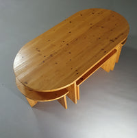 Child nesting table set 1980s / pine wood.