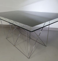 Steel and Glass Dining Table by Max Sauze for Max Sauze Studio, 1970s