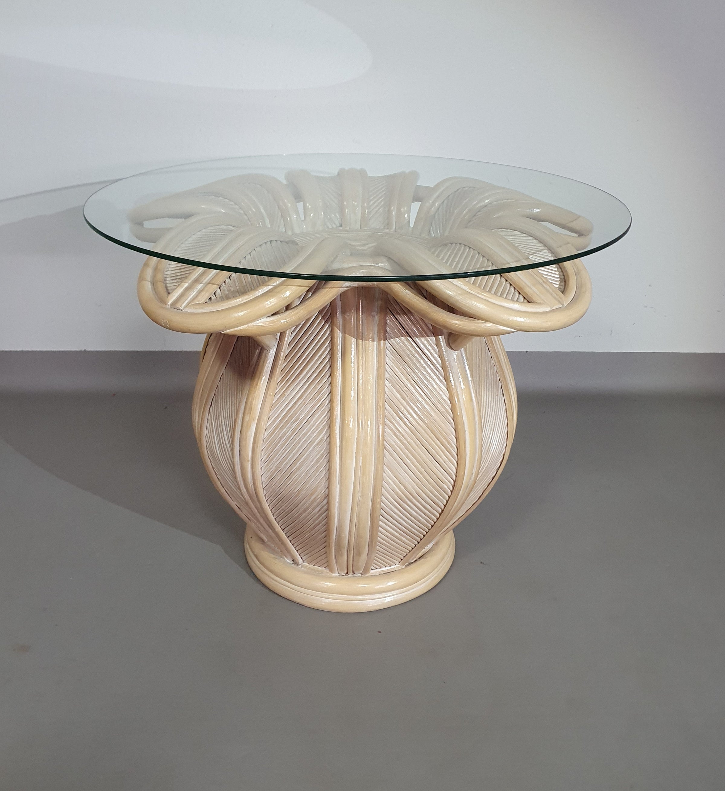 Split reed / pencil reed / rattan / bamboo bell flower side table.