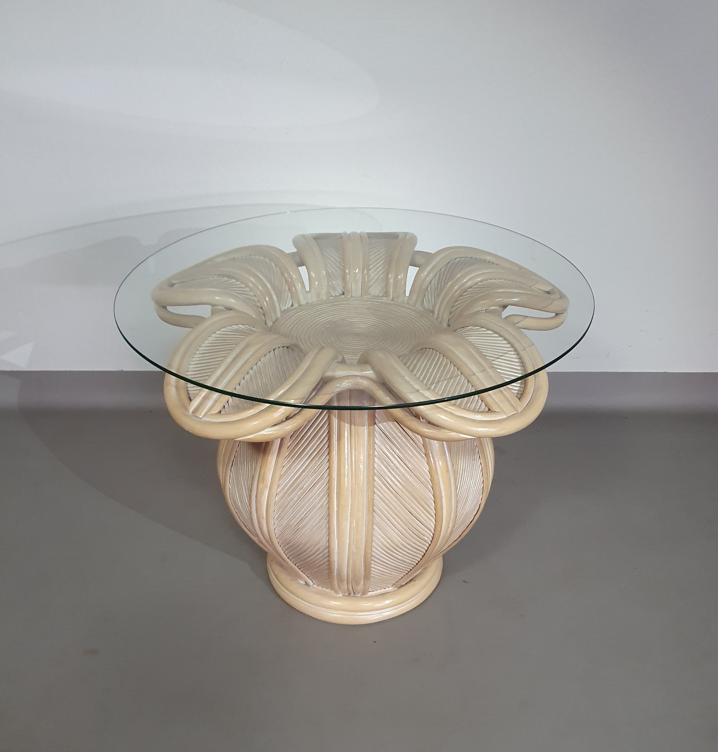 Split reed / pencil reed / rattan / bamboo bell flower side table.