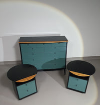 Giorgetti set 1990 by Umberto Asnago
Bed sidetables / sidetables / sideboard with drawers.