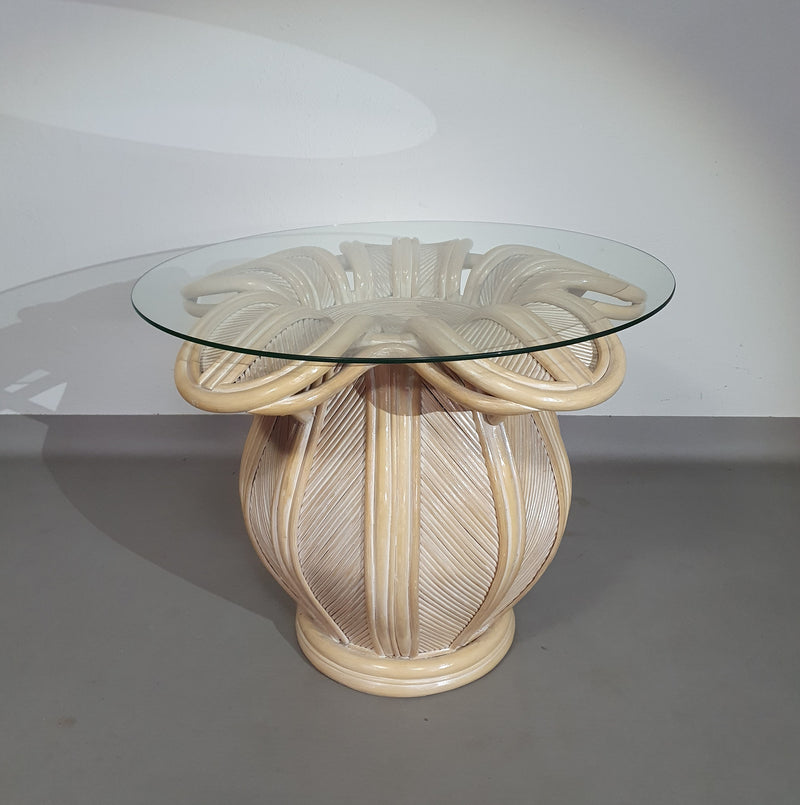 Split reed / pencil reed / rattan / bamboo bell flower side table.