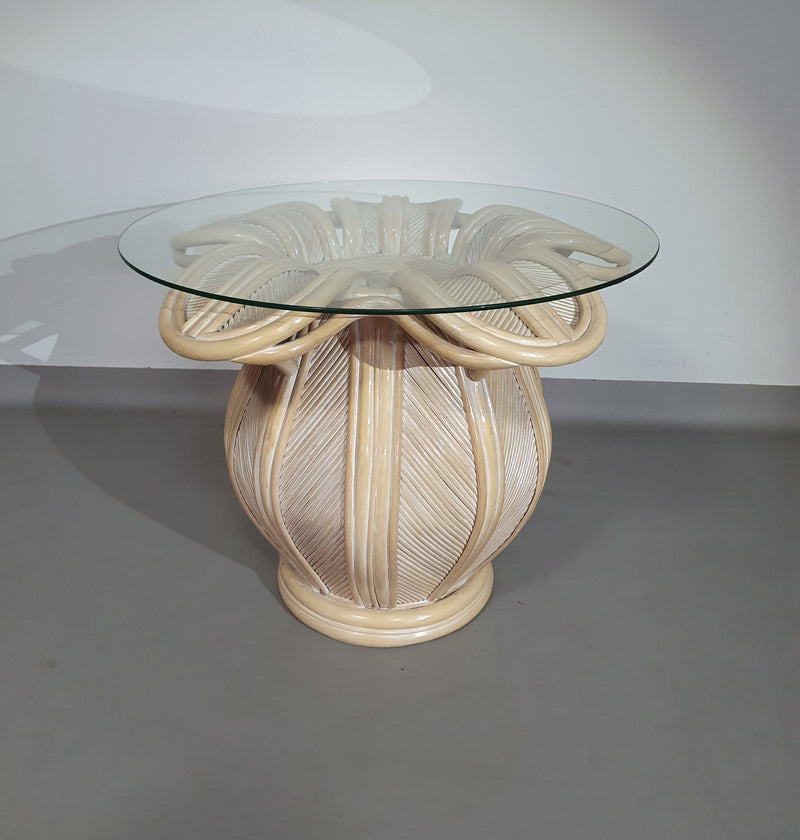 Split reed / pencil reed / rattan / bamboo bell flower side table.