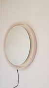 Round mirror with a smooth acrylic ice glass looking edge - Hillebrand - 1970s