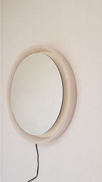 Round mirror with a smooth acrylic ice glass looking edge - Hillebrand - 1970s